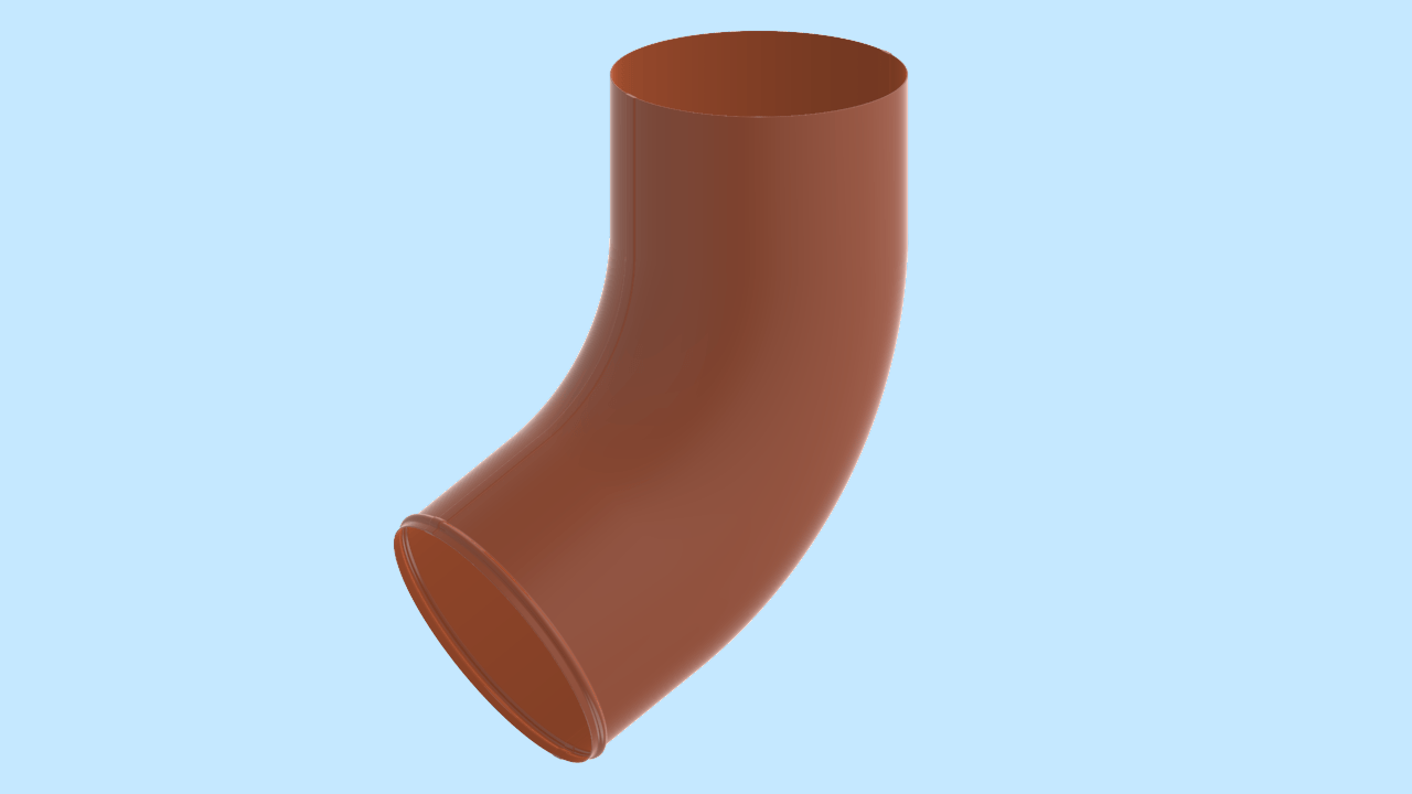 Сливное колено водосточной трубы D100 RAL8004 Медно-коричневый активная кнопка