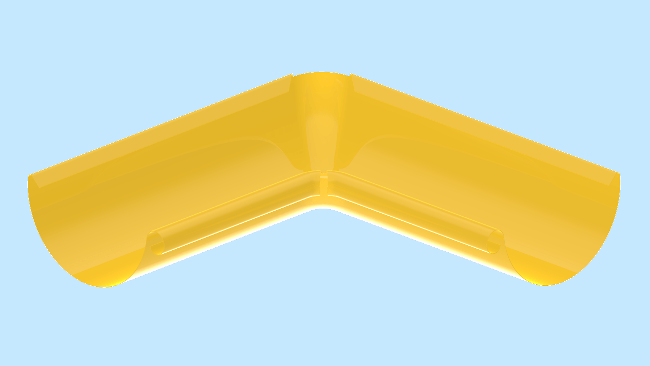 Угол желоба наружный D125 RAL1018 Цинково-желтый пассивная кнопка