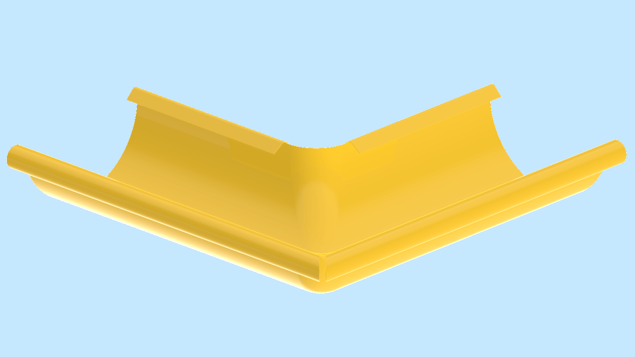 Угол желоба наружный D125 RAL1018 Цинково-желтый пассивная кнопка